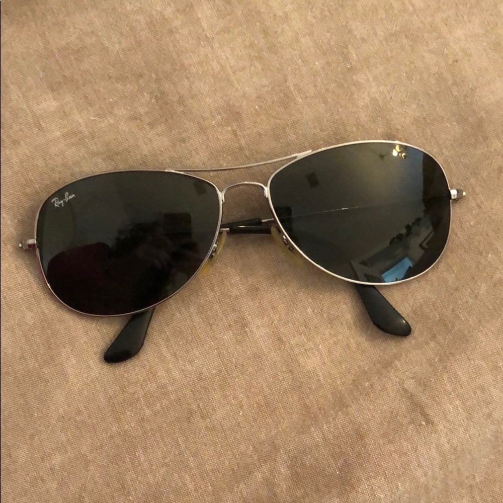 Silver Ray Ban cockpit aviator sunglasses